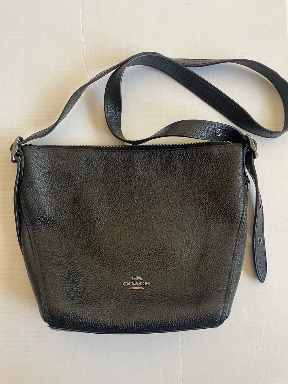 Coach 21377 Crossbody Bag Women Small Black Pebbled Leather